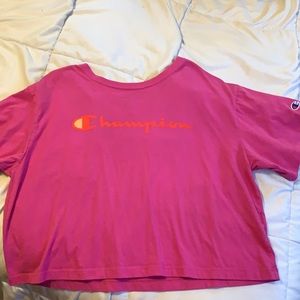 Pink champion cropped t shirt